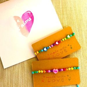 New Super Cute Surfer Boho Rainbow Hearts Love Colorful Friendship Bracelet Set